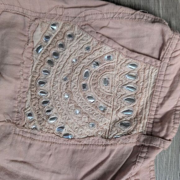 Free People Embellished Linen Shorts - Picture 2 of 4